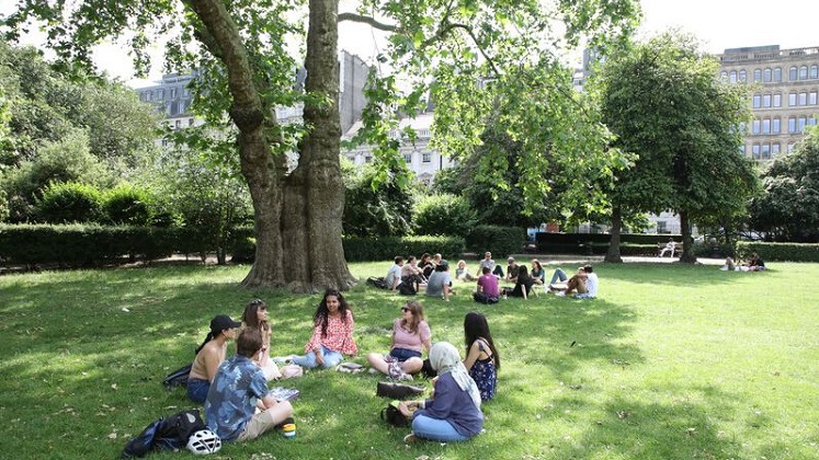Students relaxing on LIF