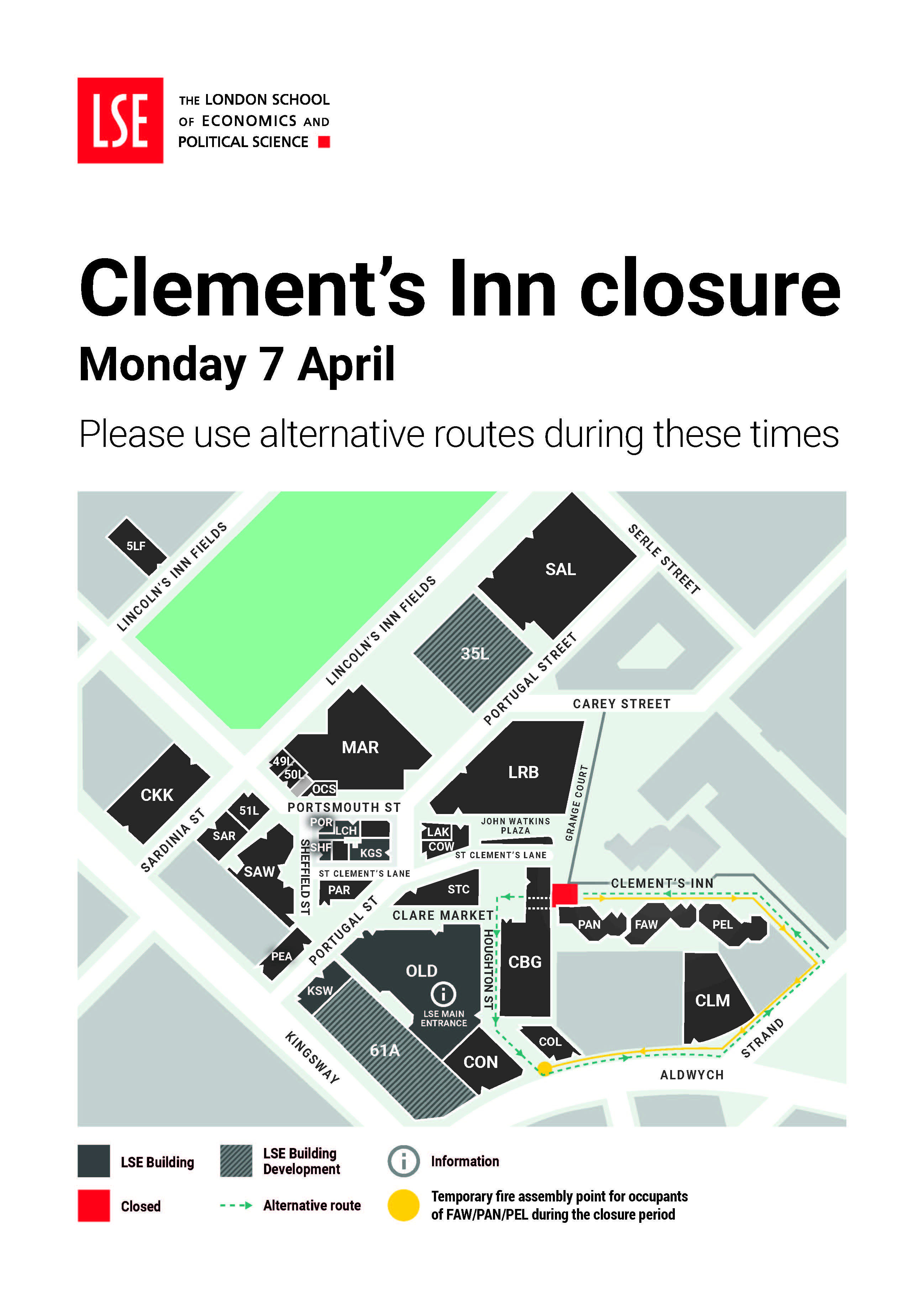 25_0204 Clement's Inn closure map April 2025